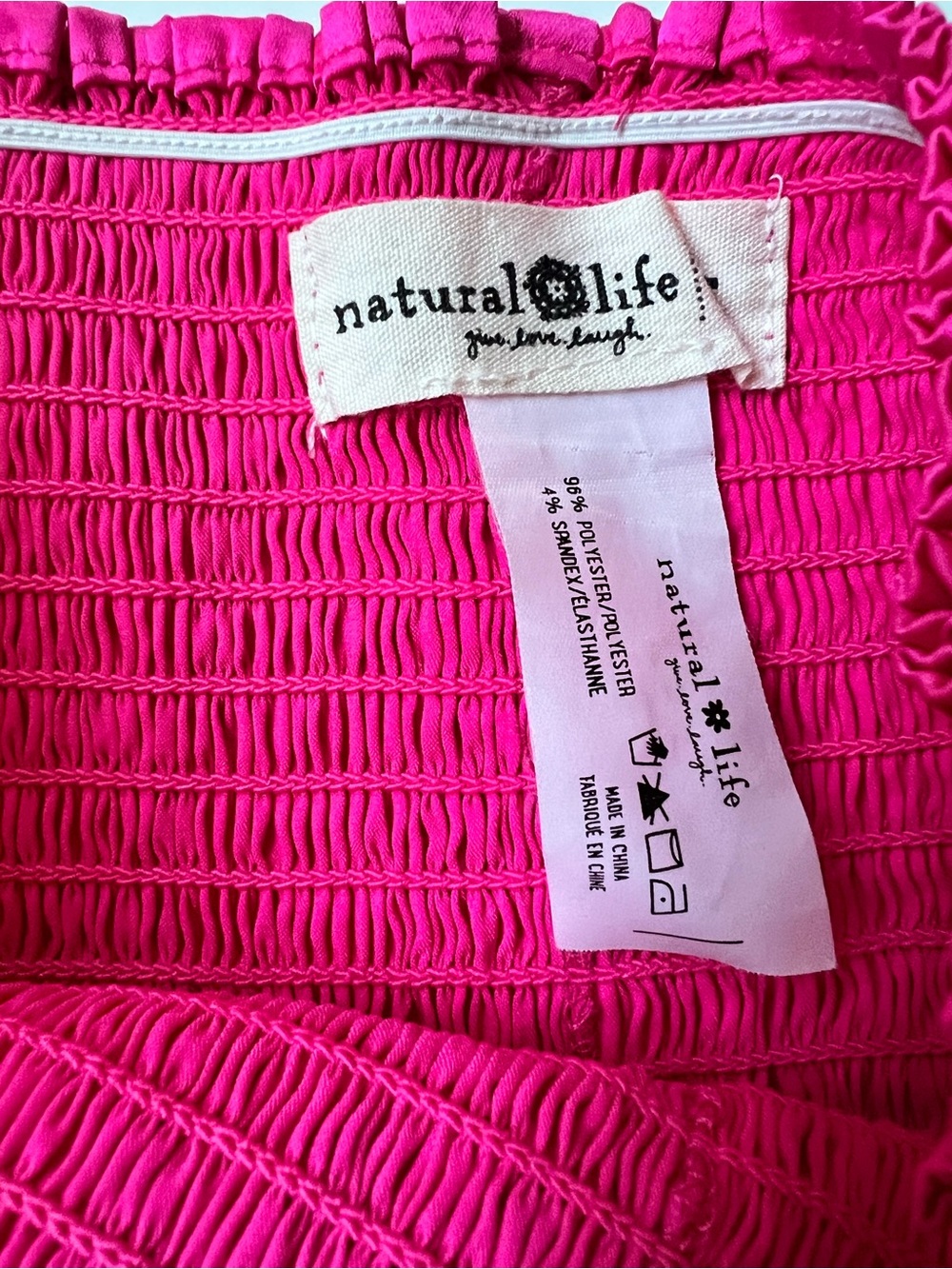Natural Life Hot Pink Girly Smocked Boho Hippie Beach Daisy Mini Skirt Small - Picture 10 of 15